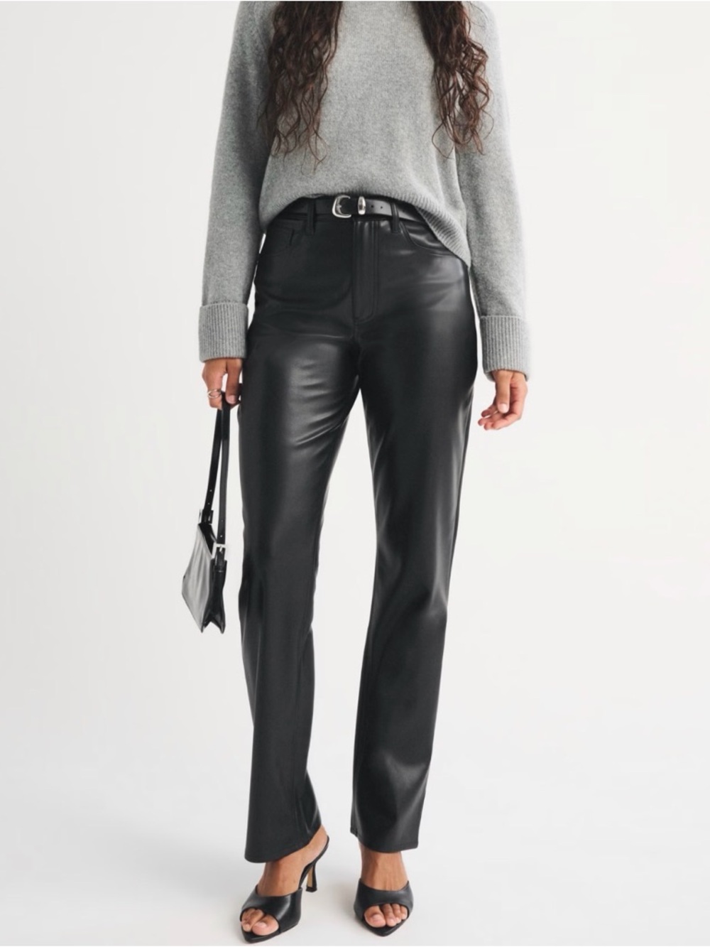 Abercrombie the 90s straight ultra high rise curve love leather pants
